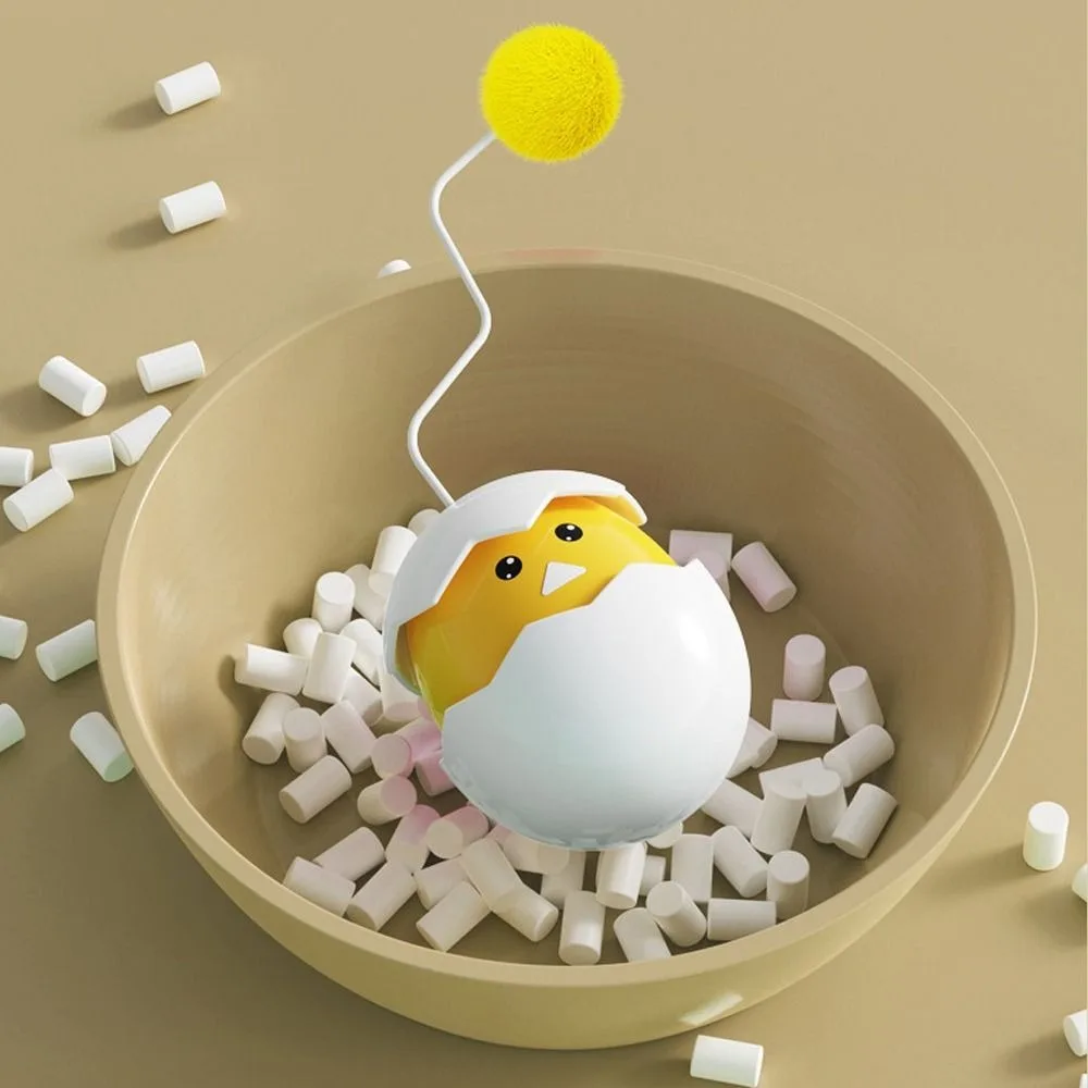 

Interactive Cute Cat Teasing Toy Sounding Automatic Electric Tumbler Toy Chicken Egg Shape Cat Sounds Toy Indoor Use