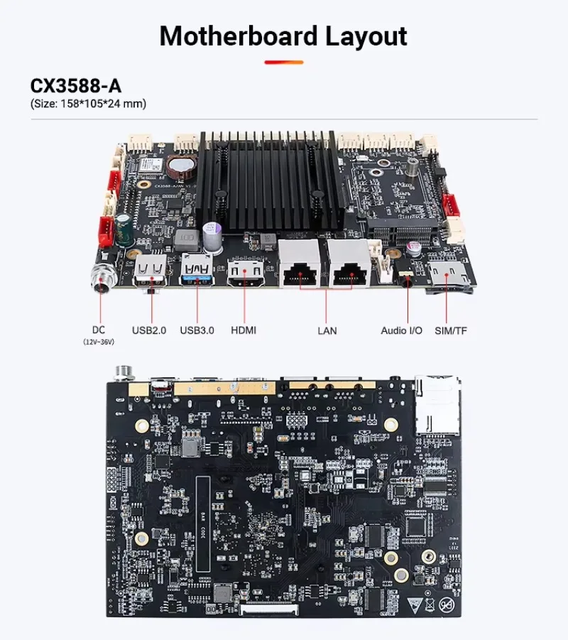 Factory Supply Rockchip RK3588 Board 4G+64G Linux Android AI Development Board for Advertising Display/Medical/Kiosk/Industrial