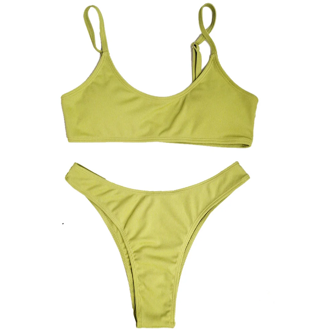 Gerippter Bikini mit hohem Beinausschnitt, Damen-Badeanzug, zweiteiliges Bikini-Set, brasilianischer Schnitt, gepolstert, Badebekleidung, Badeanzug, Modell V7126. – Detail 14