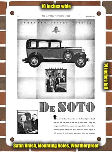 METAL SIGN - 1931 DeSoto Eight Four Door Sedan - 10x14 Inches