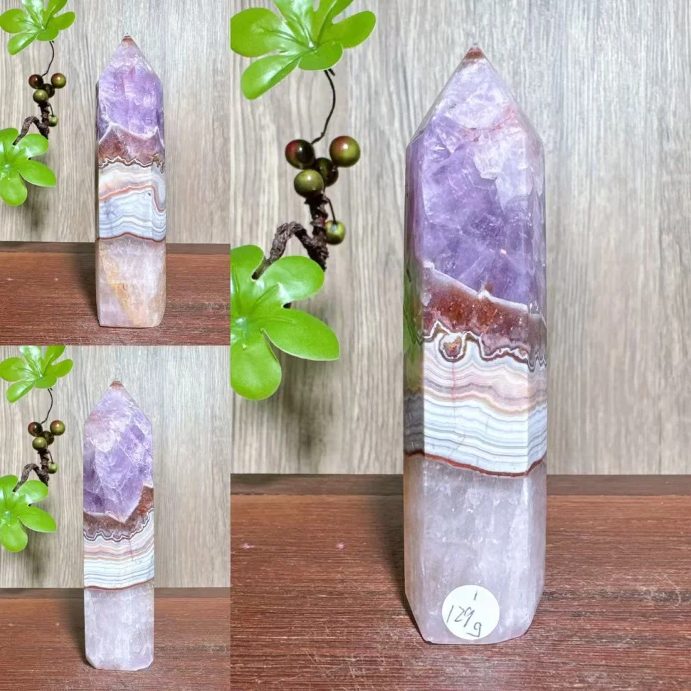 1PC Natural Stripe Agate Amethyst Towers Points Stone Healing Crystal Reiki Energy Home Decor Meditation Lucky Gifts