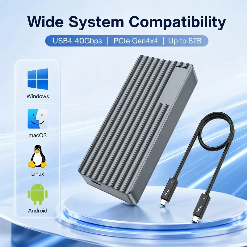 TBT3/USB4 M.2 NVMe SSD Enclosure 40Gbps PCIe Gen4 8TB External Storage for 2230/2242/2260/2280 SSD view 4