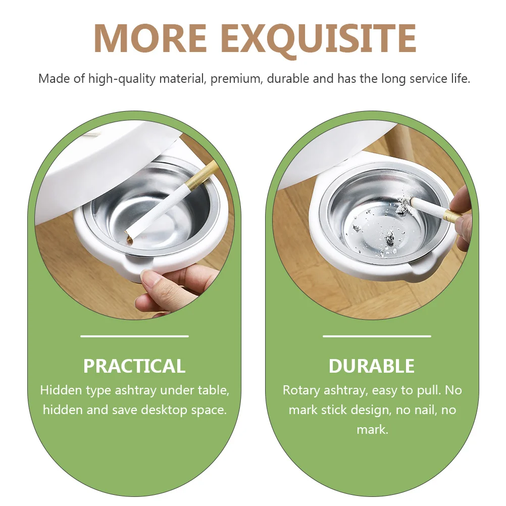 

2pcs Under Table Smoke Ash Collector Metal Cigarette For Home Steel Ash Design Rotary Hidden Ashtray Cigar Smoker Tray