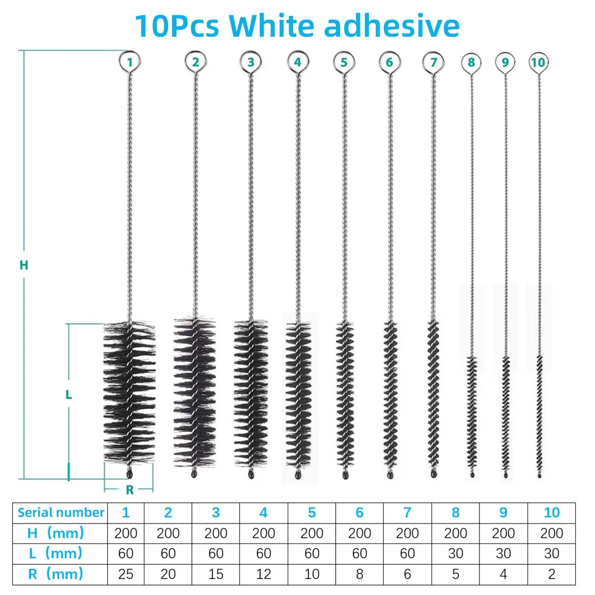 10Pcs Nylon Tube Cleaning Brush Set, Stainless Steel Handle Straw Bottle Nozzle Gap Cleaner Straight & Bent Optional