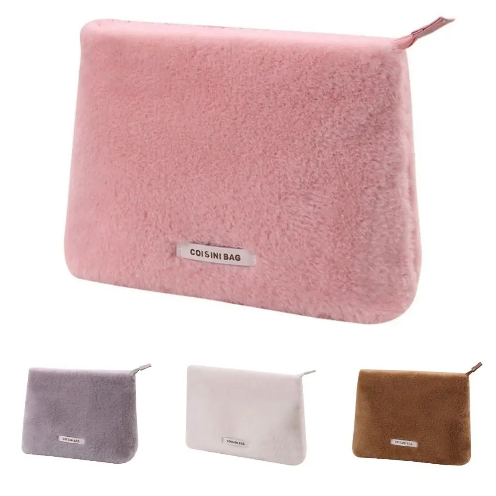 Large Capacity Plush Clutch Bag All Match Imitation Rabbit Velvet Plush Cosmetic Bag Square Bag Organizer Makeup Bag Travel