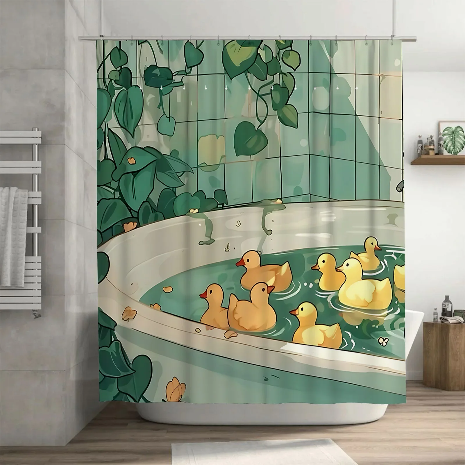 

Cute Duck Bath Shower Curtain for Kids and Adults - Waterproof and Durable Bathroom Decor with Vibrant Design Rustproof Hooks‌