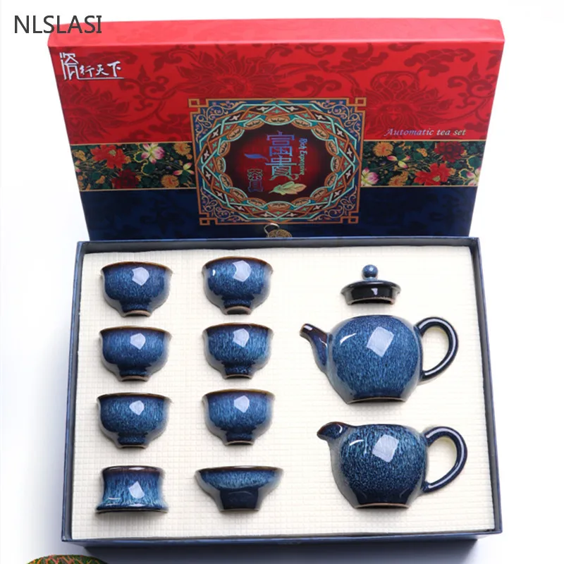 

Custom Kiln Changed Tea Set Gift Box Teapot Suit Tea Pot and Cup Set Tradition Chinese Teaware Beauty Tea Ceremony Supplies