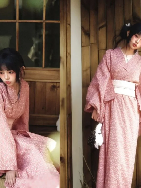 

Нежно-розовое обновленное кимоно для фотосессий, художественных портретов, традиционная китайская мода, женская одежда