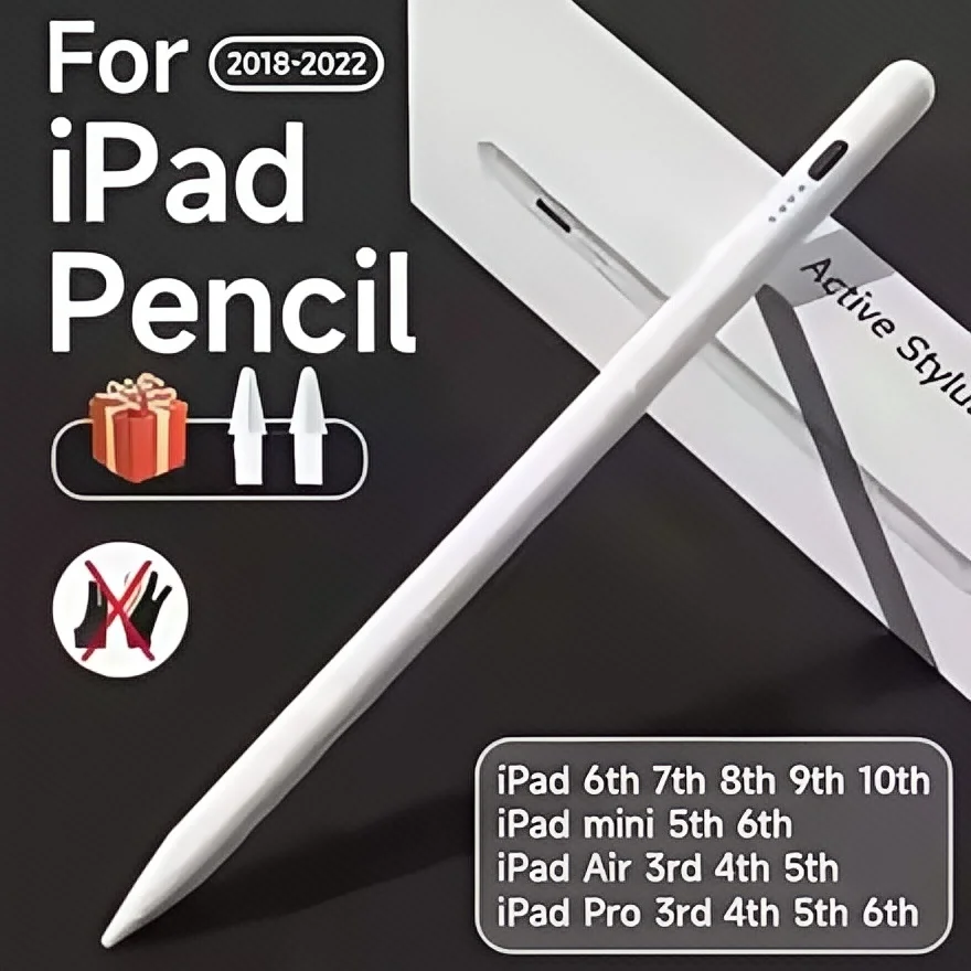 

Стилус для Apple Pencil (2018-2022 iPad) — светодиодный дисплей питания, отклонение ладони, прецизионный карандаш для сенсорного экрана
