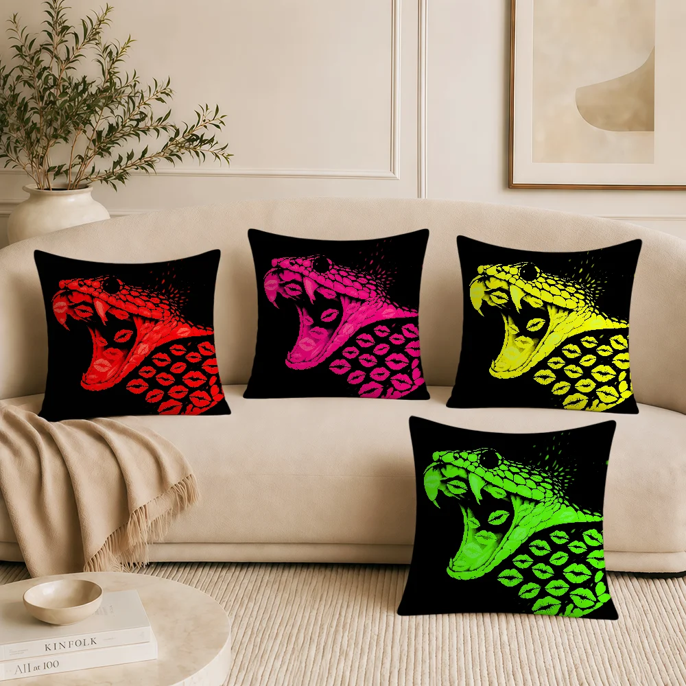 Artistic Snake Print Lip Pattern Cushion Cover Soft Pillowcase Double Sided Sofa Home Living Room Decor Hogar Pillowcover Gift