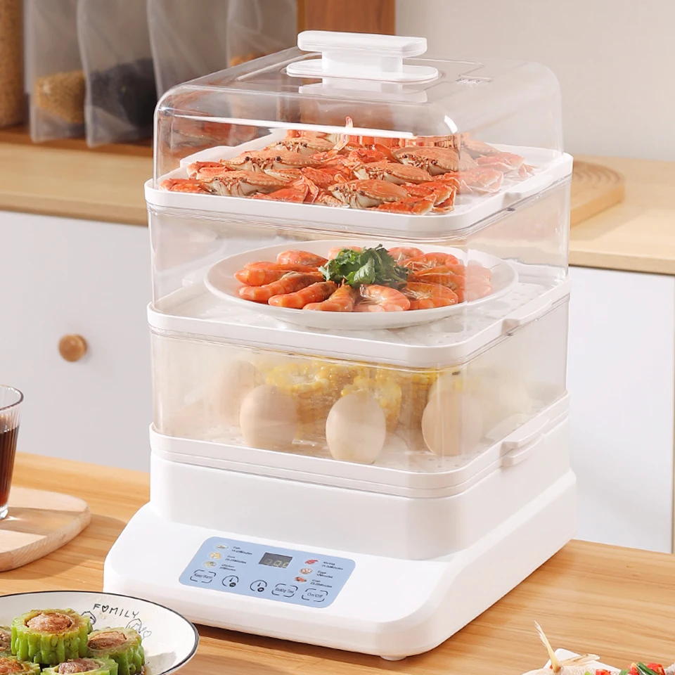 

Double-layer Steaming Rack Large Capacity Electric Food Steamer Home Food Warmer Cooker Vegetables Steam Cooker