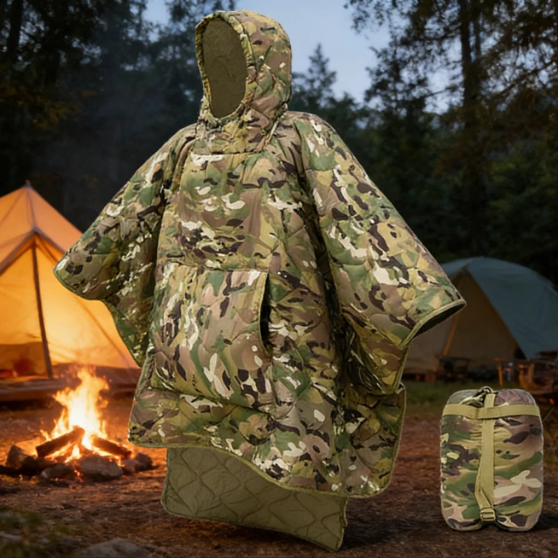 

Сверхлегкий водонепроницаемый спальный мешок, камуфляжное пончо, двухместная сумка для кемпинга, пешего туризма, охоты, снаряжения для выживания, зимняя теплая