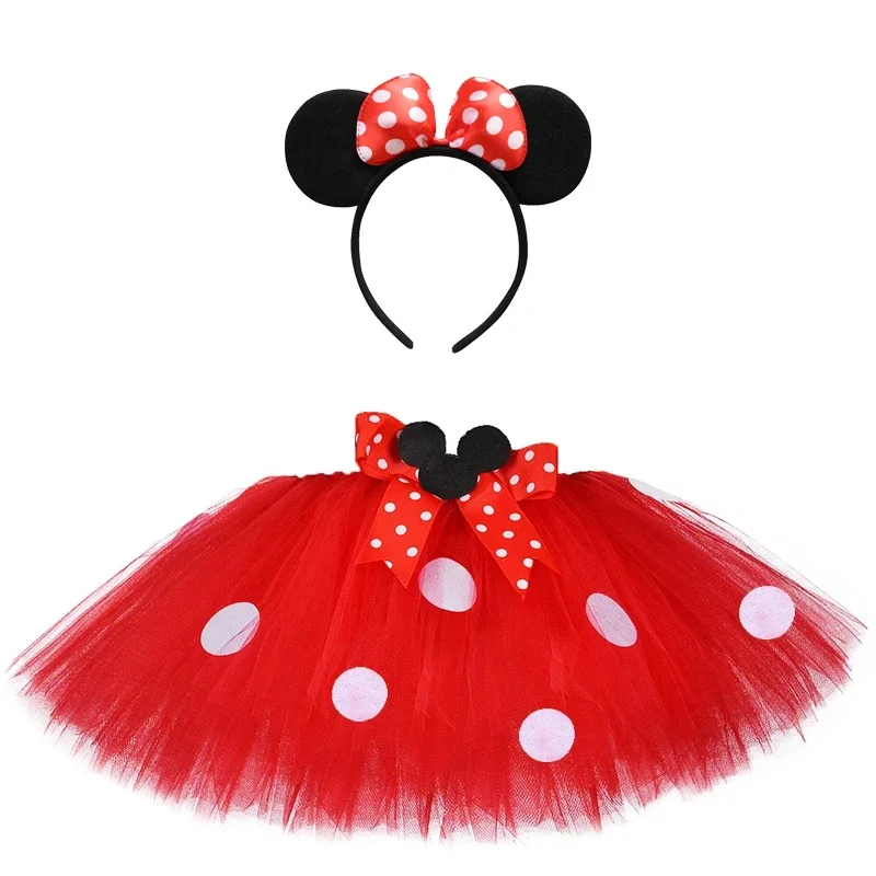 Baby Infant Girls Minnie Tutu Skirt Outfit Kids Fluffy Tutus with Bow Headband Toddler Girl New Year Costume for Birthday Party