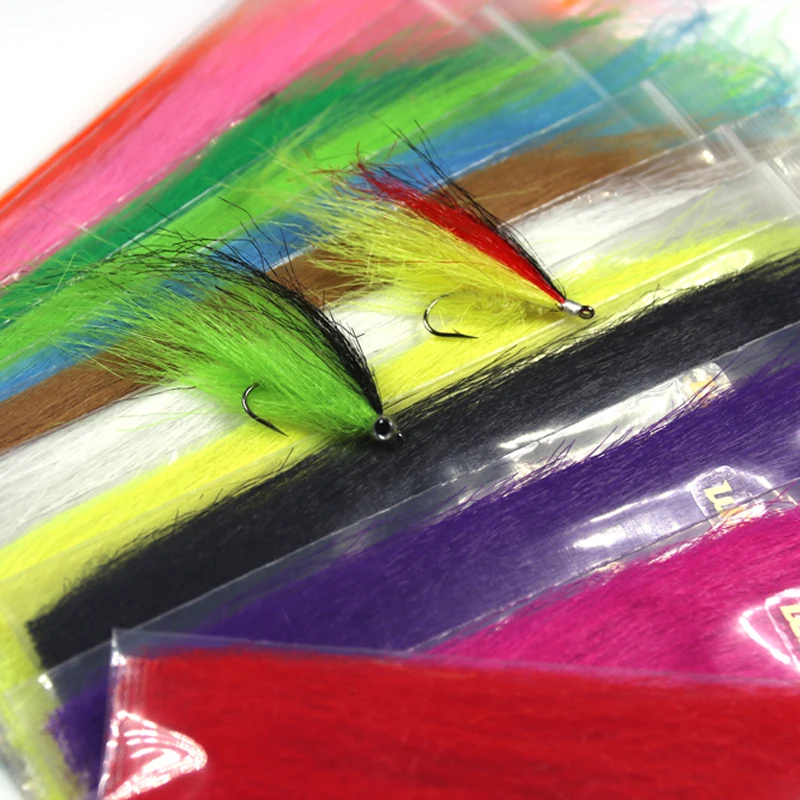 Wifreo 12 opakowań Mix kolorów Długie włókno do wiązania much Craft Fur Streamer Bait Fish Fly Tying Material Furable Soft Synthetic Fiber — zdjęcie 3