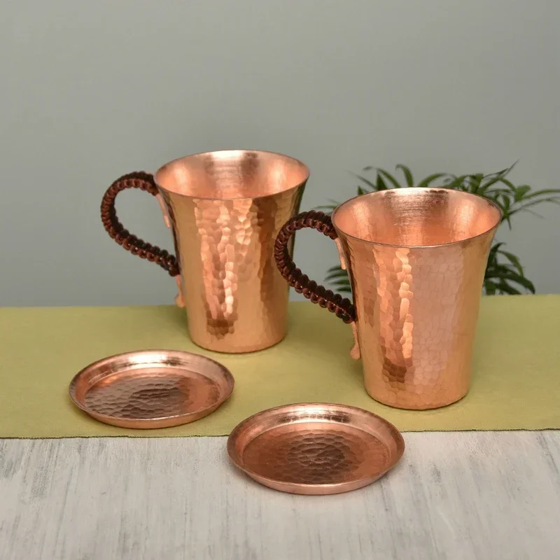 Handmade 350ML Pure Copper Moscow Mule Mugs Hammered Copper Beer Coffee Cup
