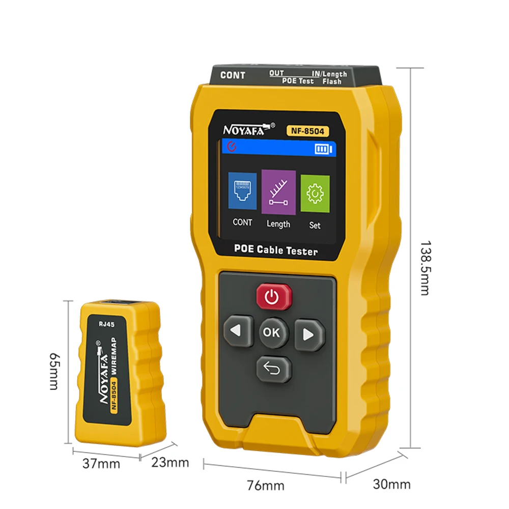 Noyafa NF-8504 تستر rj45 LCD شبكة كابل تستر PoE مدقق مضمنة الجهد فاحص التيار الكهربائي مع كابل تستر Lan تستر سلك
