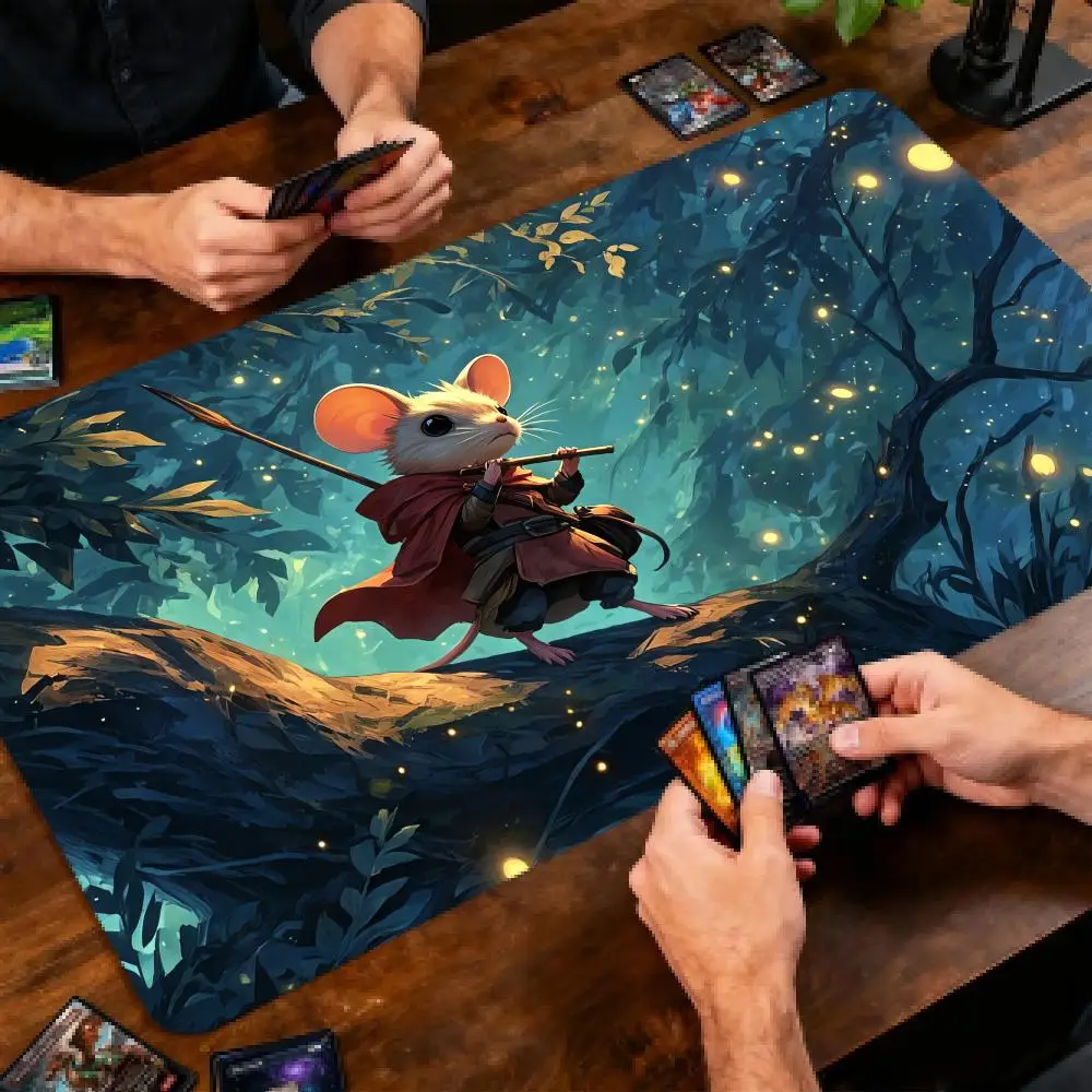 Cute Adventurer Mouse MTG&TCG Tabletop Game Mat Magic Party Playmat Durable Rubber for Games 35X60cm Mouse Pad Offices Desk Mats