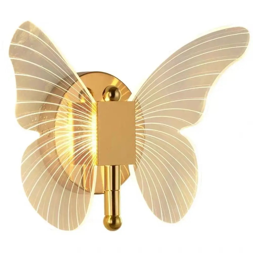 

Metal Acrylic LED Butterfly Wall Lamp Modern Elegant Wall Light Sconces Tricolor Adjustment Creative Bedside Lamp