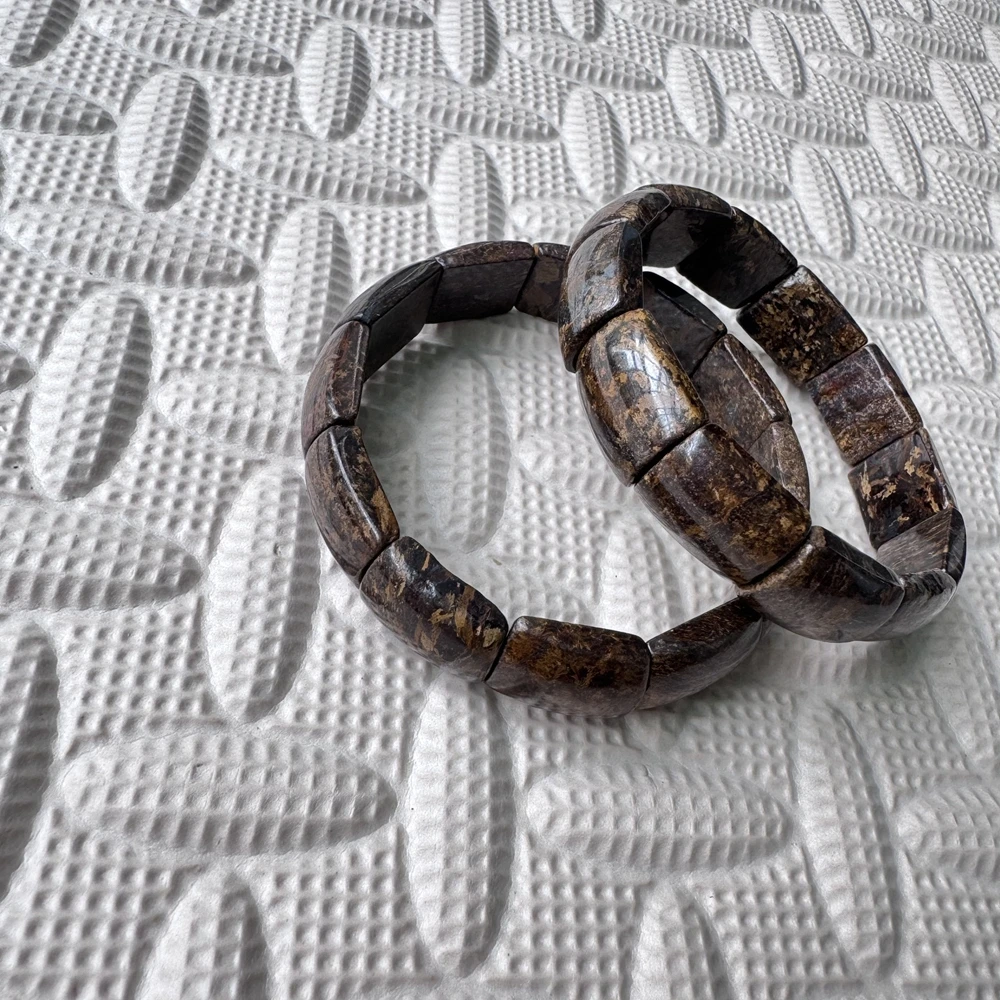 Wholesale 1pcs 100% Natural Bronzite Bracelet,Healing Gemstone Jewelry Bracelet 14x18mm,18cm