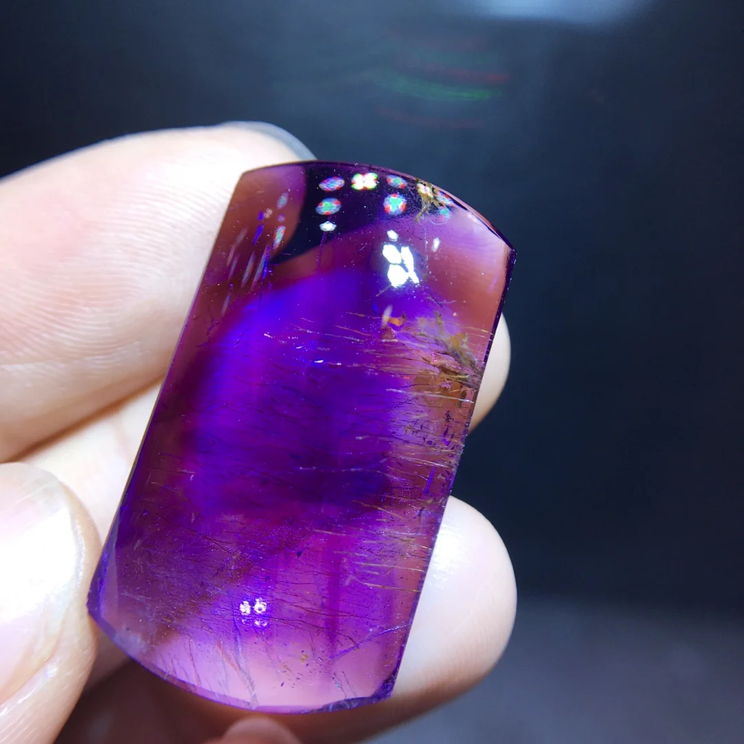 

Natural Red Super Seven 7 Rutilated Quartz Pendant 31.3/17.7/9mm Rectangle Necklace Crystal Genuine AAAAA