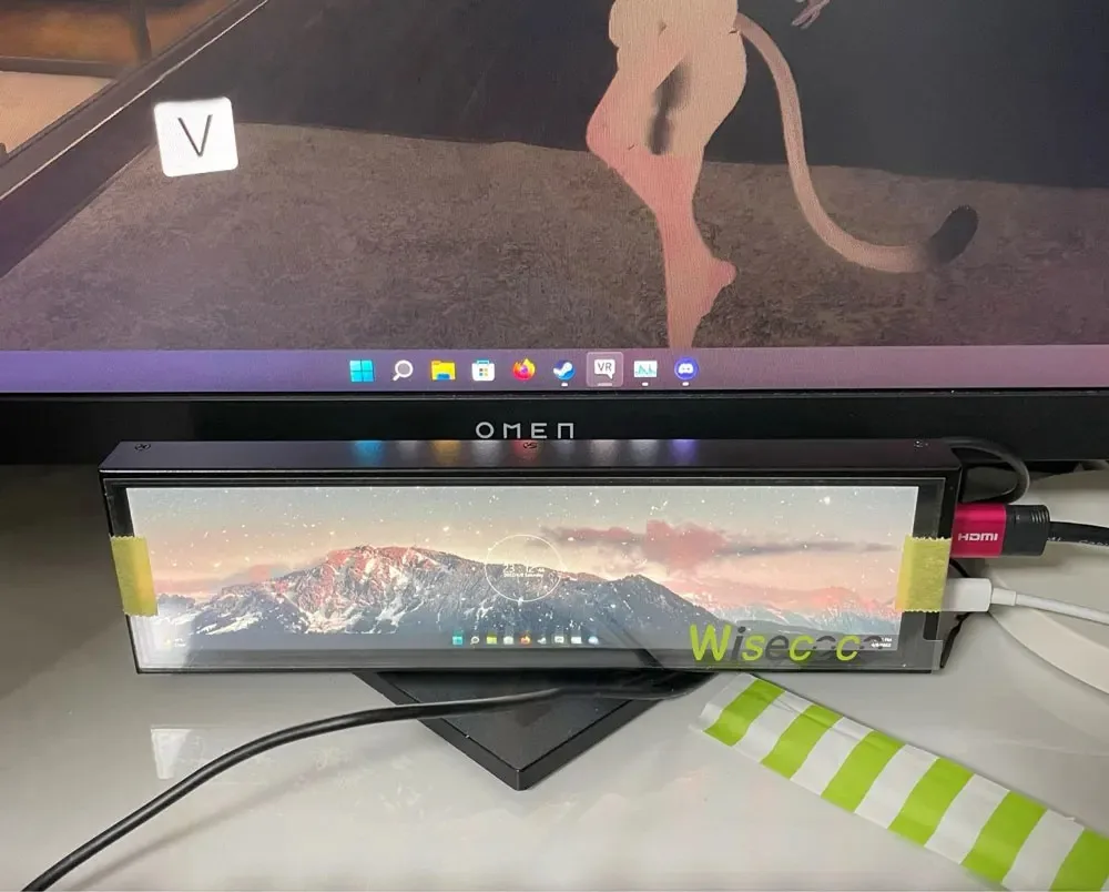 Wisecoco Monitor LCD Sentuh 8.8 Inci 1920X480 IPS Layar Kedua Portabel untuk Laptop Raspberry Pi TV Layar Sekunder AIDA64
