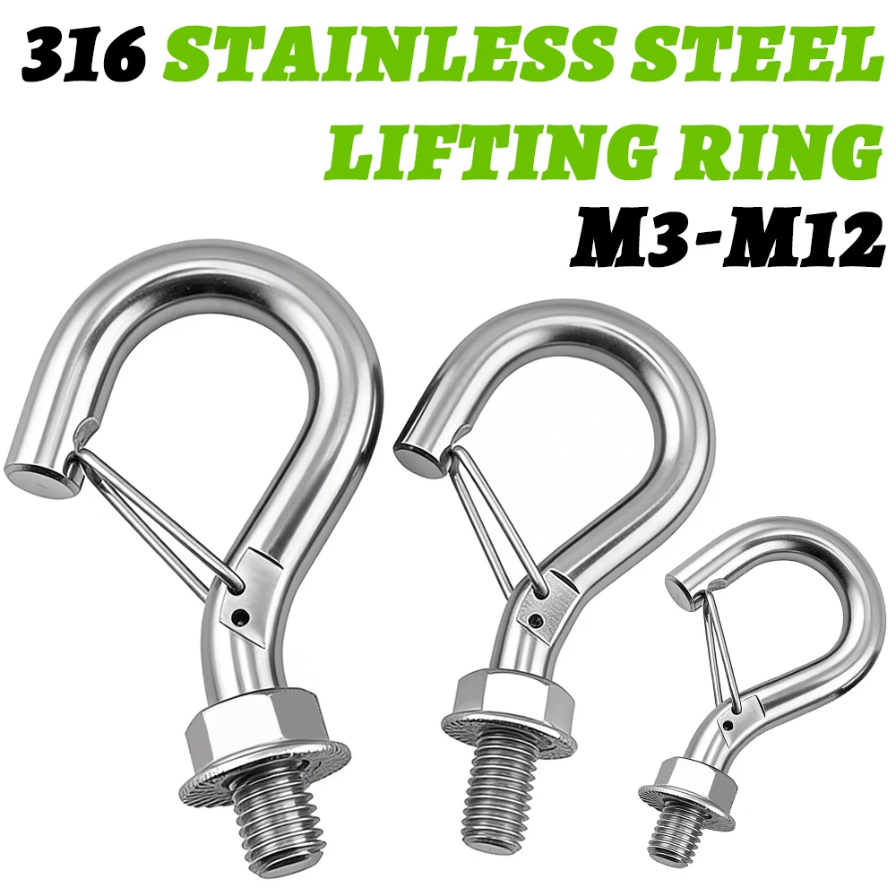 

316 Stainless Steel Rotating Lifting Ring M3-M12 Safety Lock Flange Bolt Nut kit Industrial Rigging Marine Grade Anti Vibration