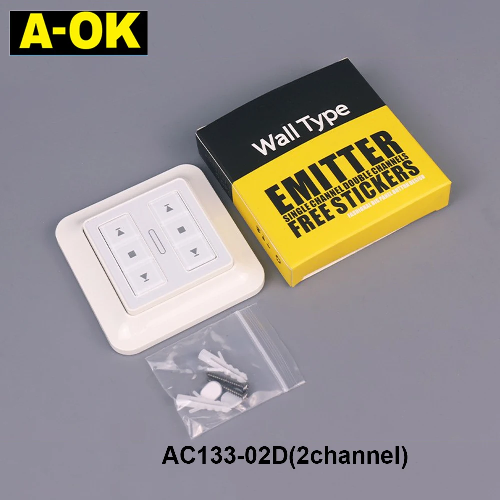 

A-OK AC133 RF433 Wireless Wall Sticker Transmitter Switch,Remote Controller,for A-OK RF433 Curtain Motor,no Battery