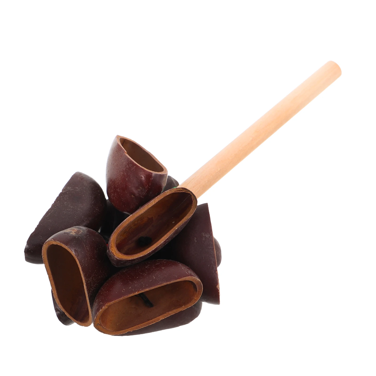 Chocalho de mão de concha de frutas, instrumentos de madeira para bebês, brinquedos para crianças pequenas, chocalhos musicais de percussão de madeira