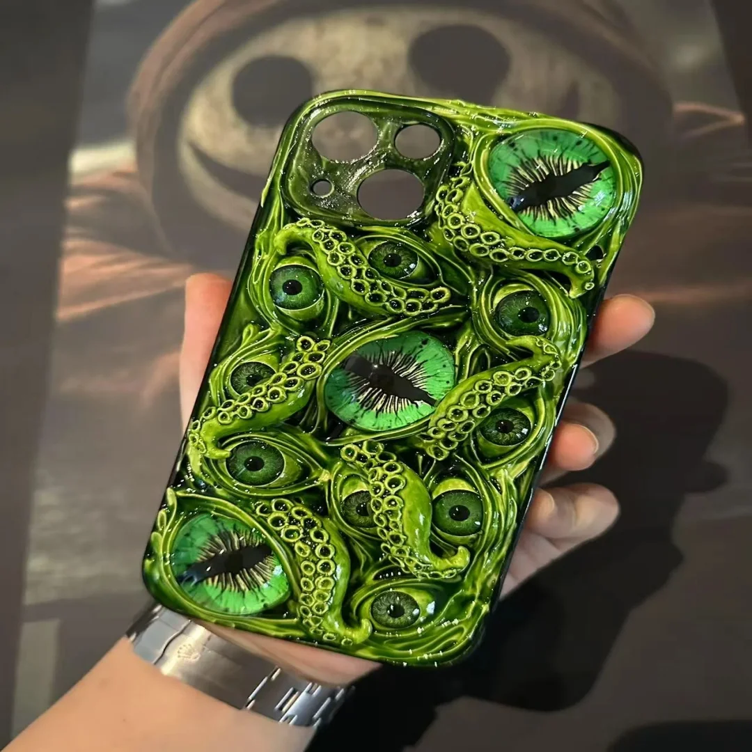 حافظة هاتف Cthulhu Tentacles ذات عيون متوهجة، 16 Pro Max 15 14 12 Mini 11 SE 8 Plus X XR iPhone، Samsung Galaxy Z Flip 6. #4
