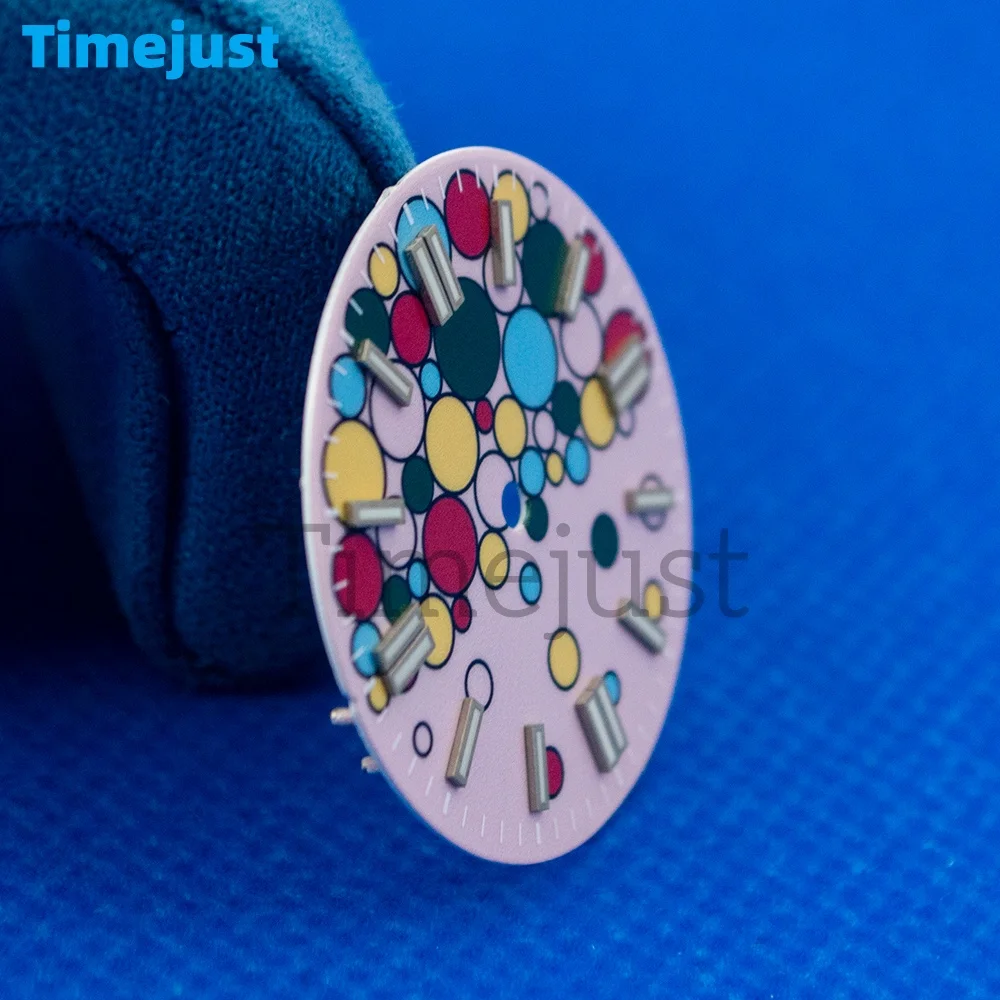 Watch Dial 28.5mm NH35 Dial Green Luminous Bubble Dial No Logo Watch Face Fit NH35 Movement Watch Parts Customizable Logo