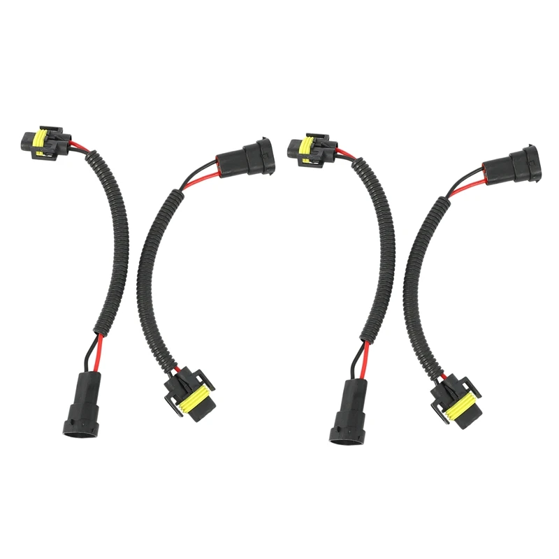 4Pcs 9006 To H11 H8 Headlight Fog Light Conversion Connector Wiring Harness Plug Cable Socket Connector Repair Kit