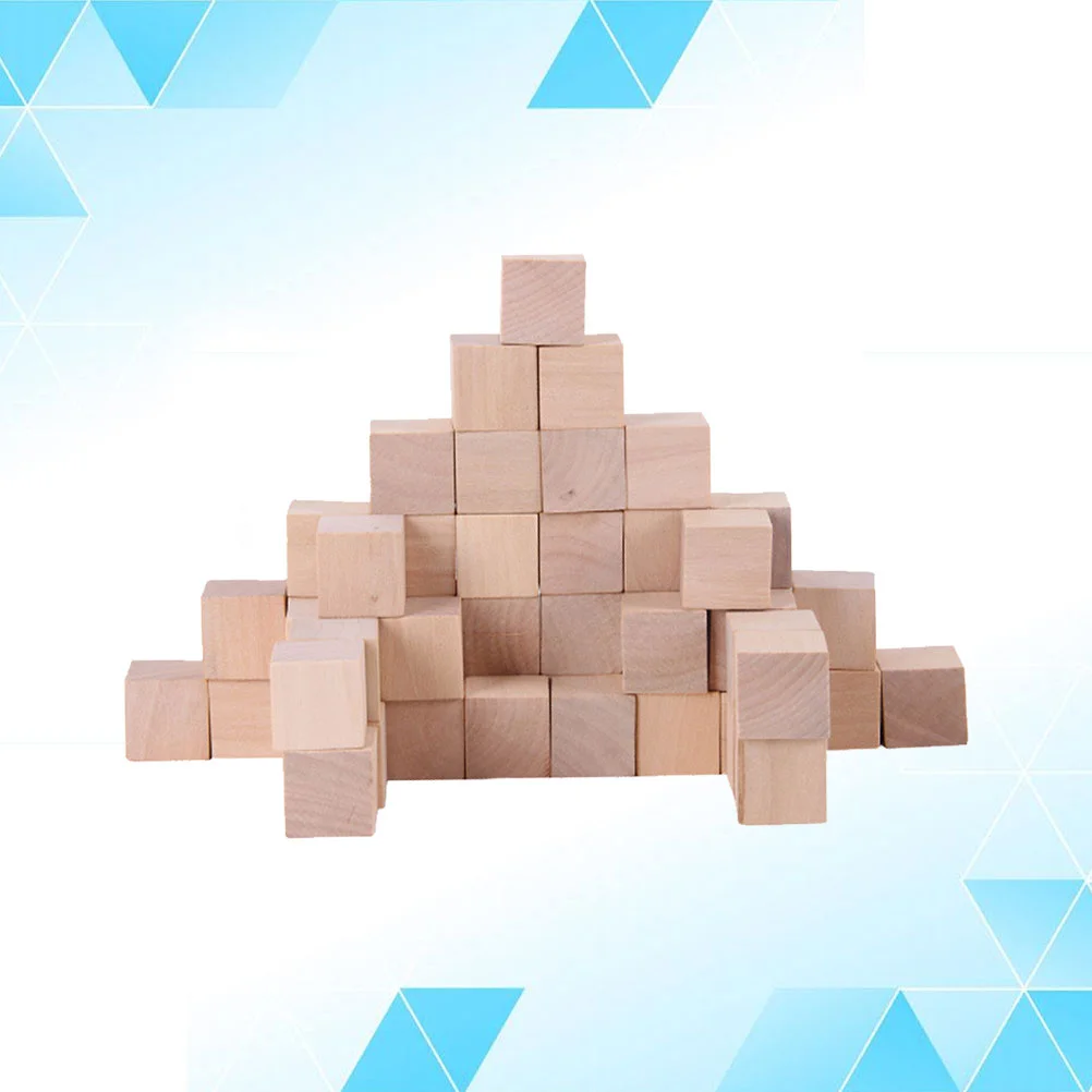 

50pcs Primary Color Square Cubes Wooden Craft Cubes Precise Cutting Wood Square Blocks for Crafts Building Materials DIY Project