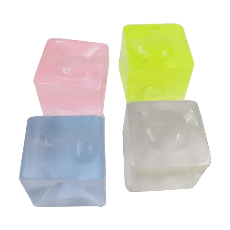 77HD Ice Block Anti-Stress TPR Toy Simulation Ice Cube Soft Stretchy Toy Handsqueeze Toy Novelty Practical Joke Props