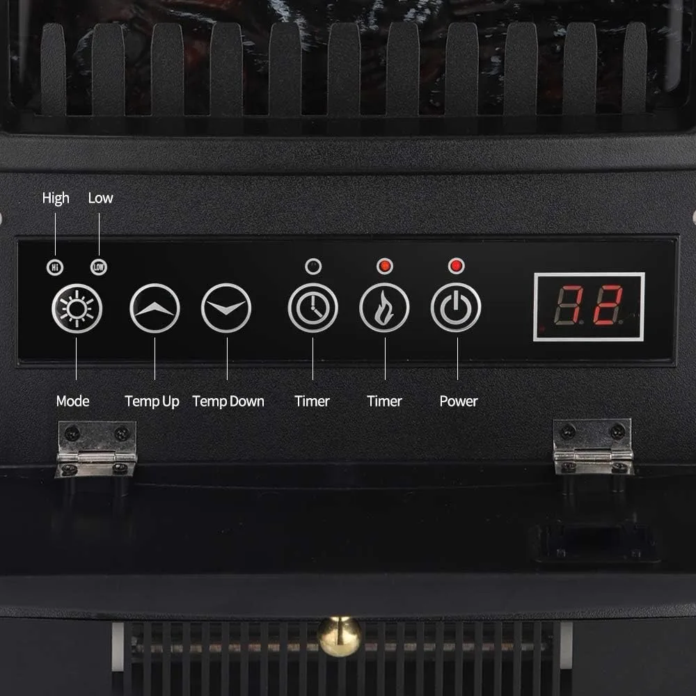 مدفأة كهربائية، سخان فرن بالأشعة تحت الحمراء قائم بذاته مقاس 22 بوصة، مع 3 رؤى جانبية، وجهاز تحكم عن بعد، وشاشة LED، وحماية من الحرارة الزائدة