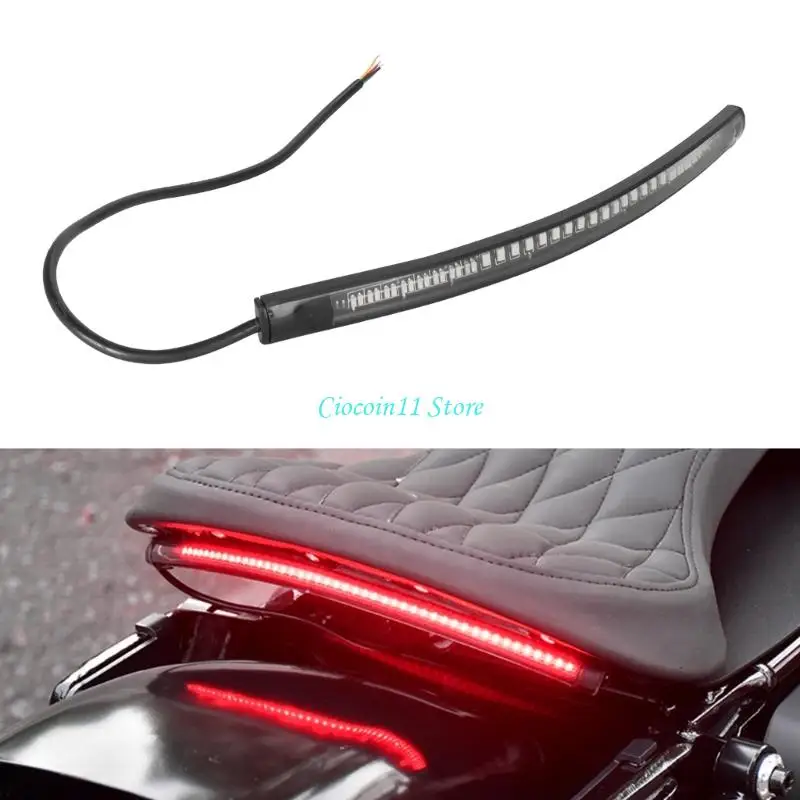 Y1UB Multipurpose Motorcycle LED Light Strips 48 LED Flexible Design Brake Tail Turn Adhesive Backing