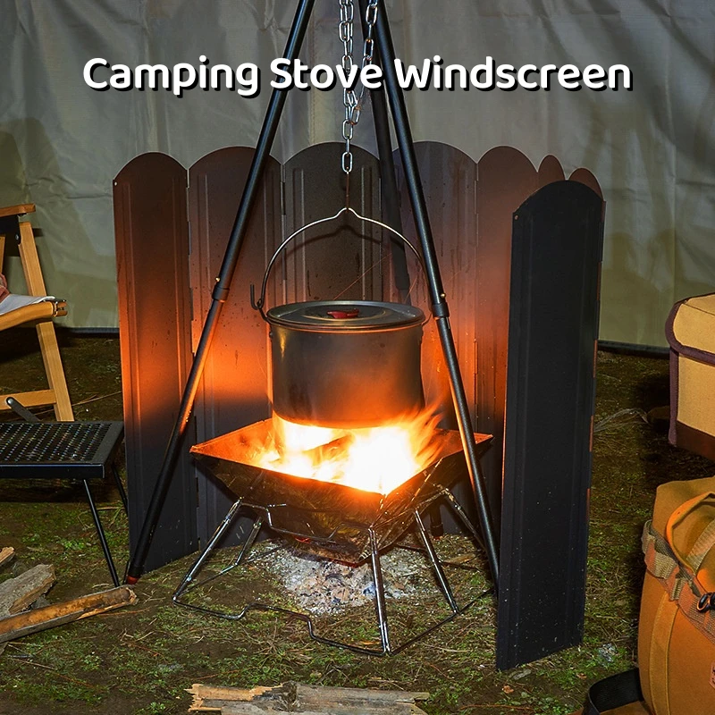 

Folding Camping Stove Windscreen Outdoor Wind Blocker Camping Stove Windshield with Carrying Bag Portable Wind Screen New