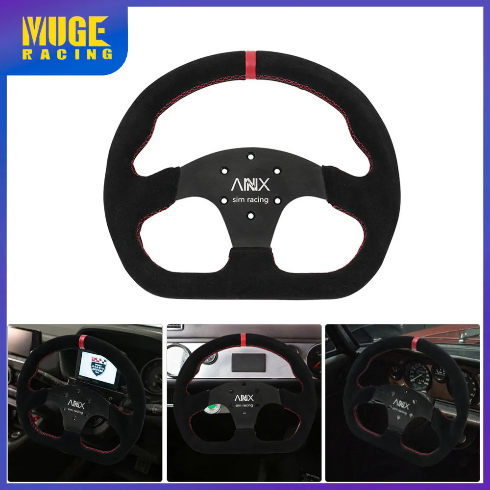 

Free Shipping 13 Inch PC Simulation Steering Wheel Competitive Karting Drift Suede Leather Racing Game Steering Wheel STW043