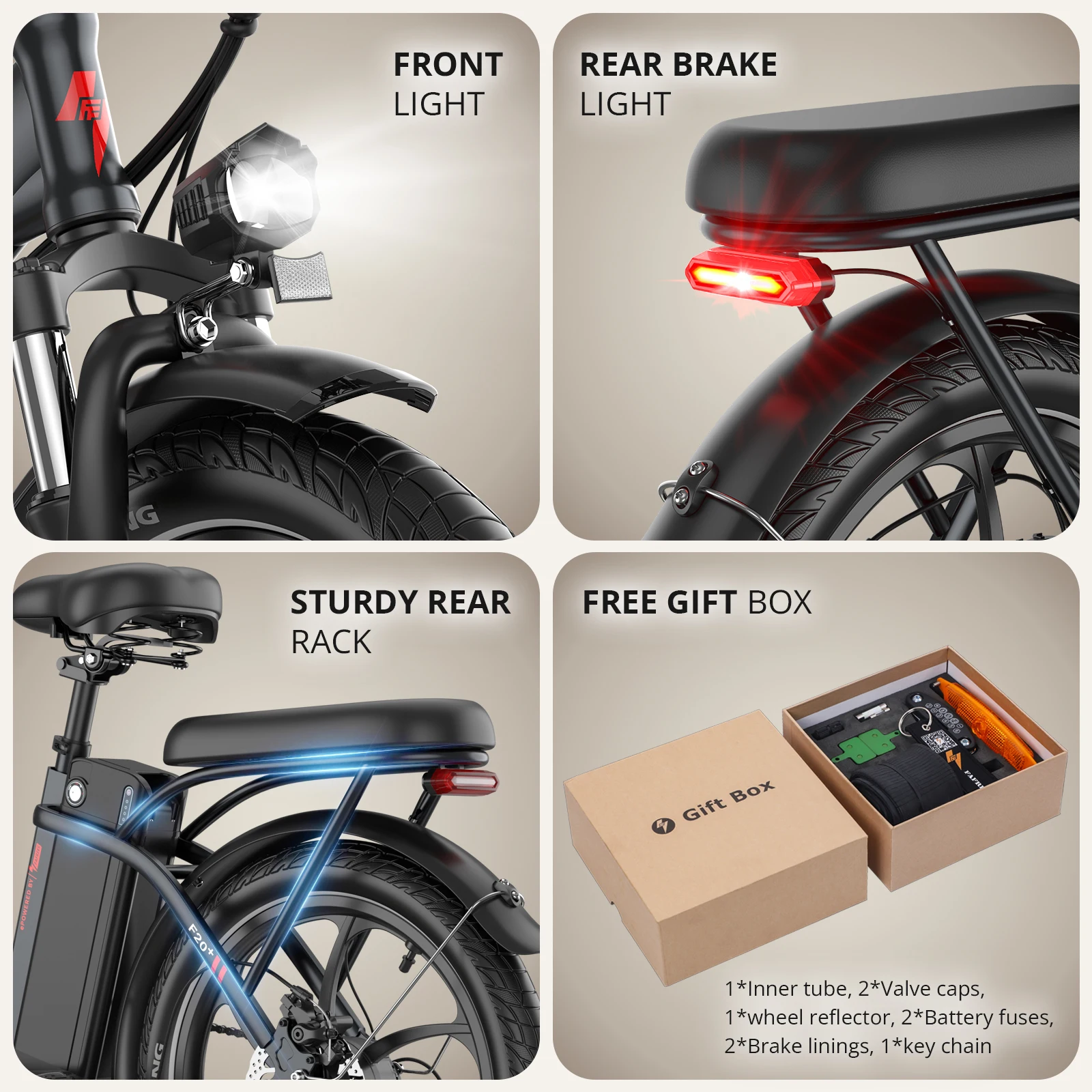 Fafrees F20+ Faltbares Elektrofahrrad 250W, 20 Zoll Fettreifen Mountainbike mit 36V 20Ah Abnehmbarer Akku, 25km/h & 75-100km Reichweite – Detail 8