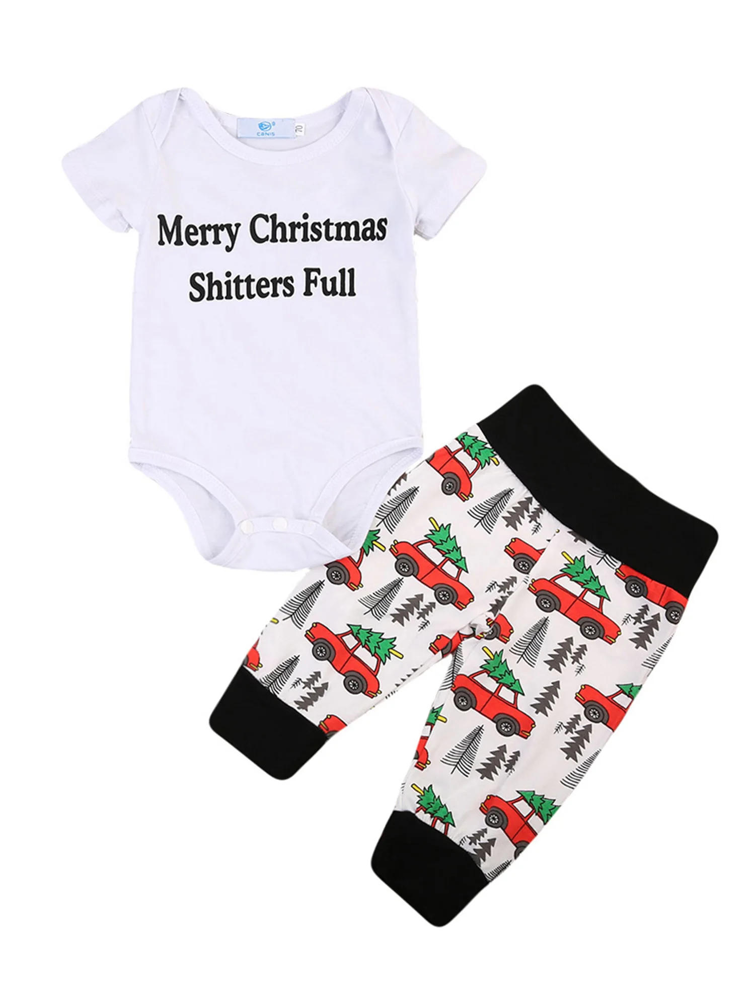 Babies Casual Two-piece Clothes Set White Round Collar Shorts Sleeve Romper and Pants