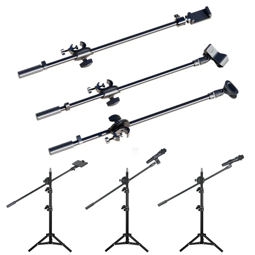 55cm Rotating Microphone Stand Boom Arms Mic Clip Phone Holder Extension Bracket Designed Telescoping Stand Holder Clip Clamp