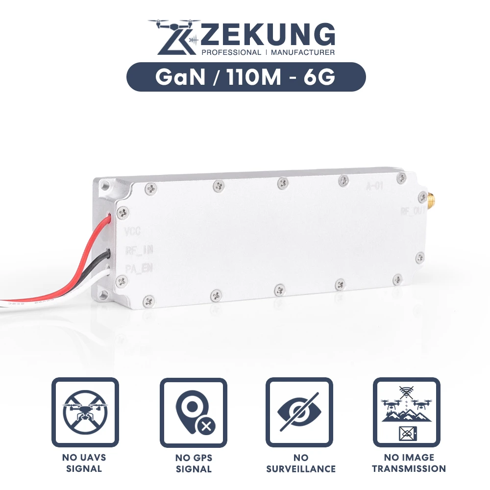 Módulo de bloqueio GAN 50W WIFI UAV interceptação eviscer 400-500MHZ 1.4G 1.5G 2.4G 5.8G 970-1030MHZ 850-930MHZ sistema de defesa FPV