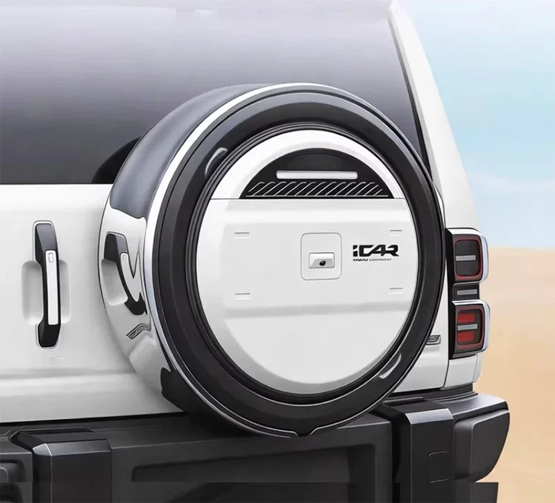 Car Stainless Steel Spare Tire Cover Suitable for Chery ICAR V27 2026 Modified Auto Rear Tailgate Spare Tire Protective Shell