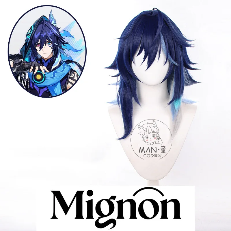 Genshin Impact Natlan Oron Cosplay Wig Gradient Highlights Long Scalp Spiky Medium Length Halloween Gift