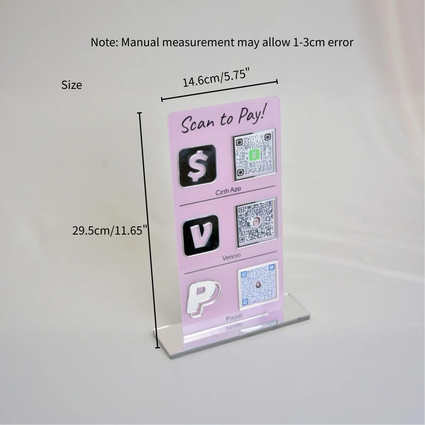 علامة QR للدفع المخصصة، حامل أكريليك مخصص لـ Venmo CashApp، مسح PayPal للدفع مقابل مكتب مطعم متجر الأعمال الصغيرة