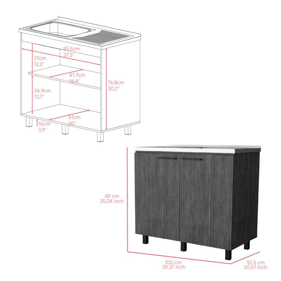 Meuble d'évier utilitaire Burwood Kitchen Chêne fumé