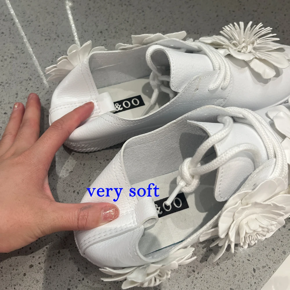 New Summer Flower Casual Shoes Lace-up Fashion Lazy Soft Comfortable Flats Female Belt Waterproof Daily White Shoes No Tired