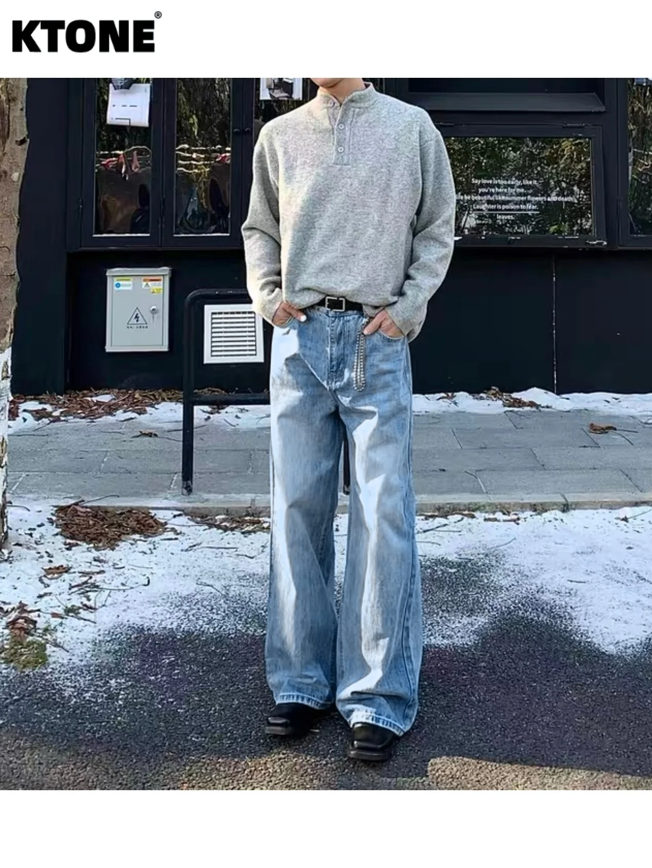 

Y2K Unisex Drip Loose Blue Jeans For Man Original Denim Pants No accessories or belts included