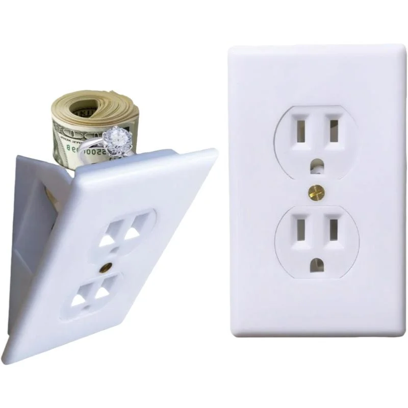 Creative Hidden Wall Socket Storage Box Sight Secret Hide Pills Jewellery Security Container Stash For Coin Cash And Small Items