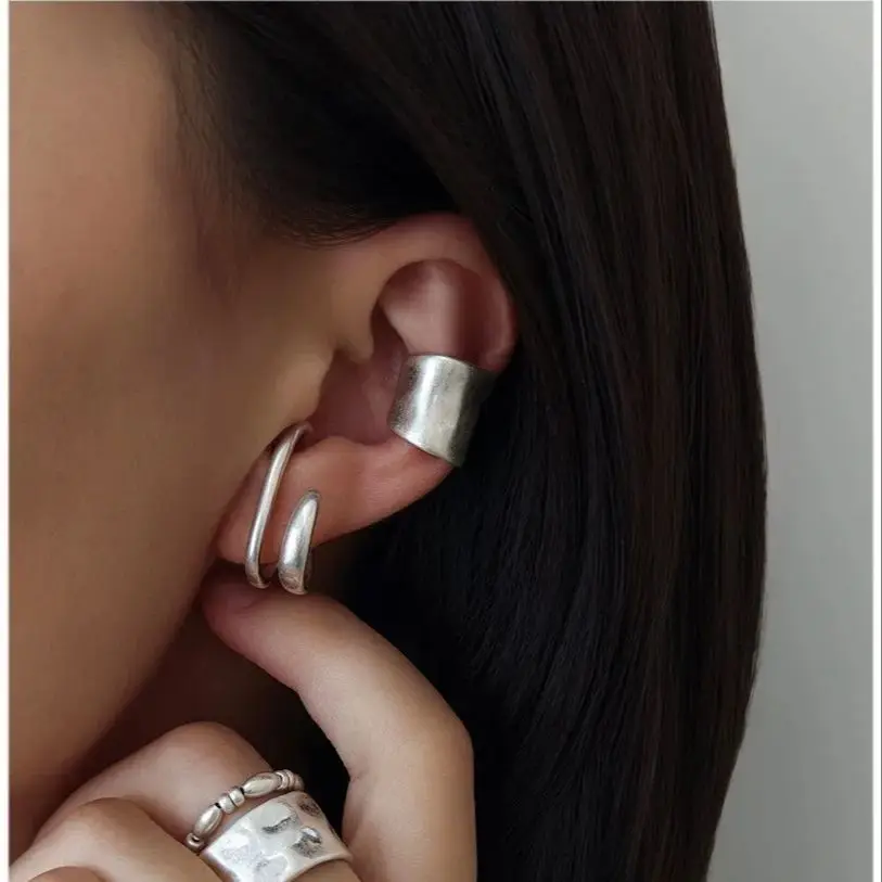 Fashion One Piece Gold Plated Stainless Steel Ear Cuff for Women Earrings Smooth Surface Stackable Ear clip Women's Jewelry