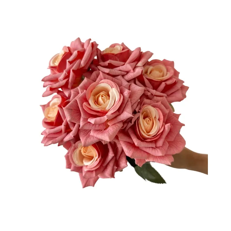 NEW 41CM 7 Forks Silk Screen Rose Artificial Flower Wedding Living Room Decoration Road Guide Bouquet, Artificial Flower image 3